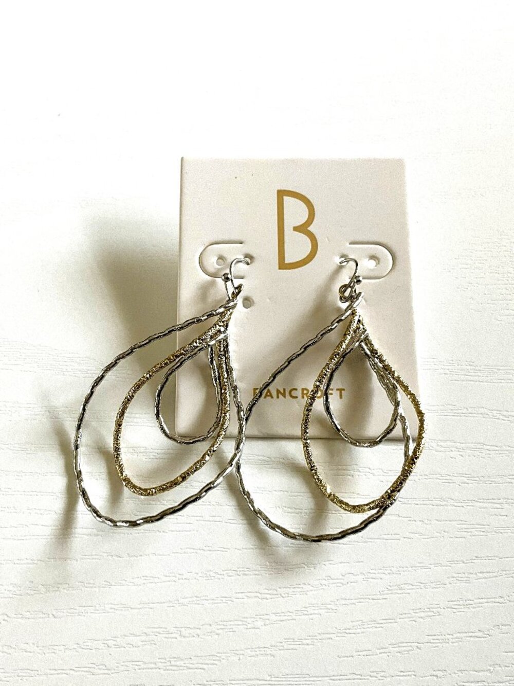 Bancroft Gold and Silver Teardrop Earrings